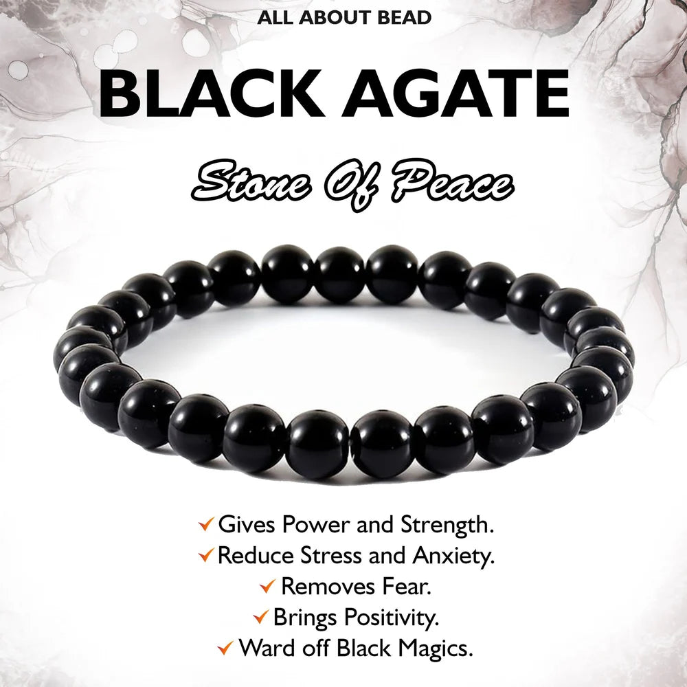 Black Agate Crystal Healing Bracelet - Main Image