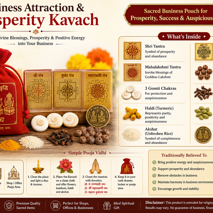 Business Prosperity Kavach – Sacred Pooja Kit for Shop & Office | Vyapar Samriddhi Kavach – Sacred Prosperity Pouch