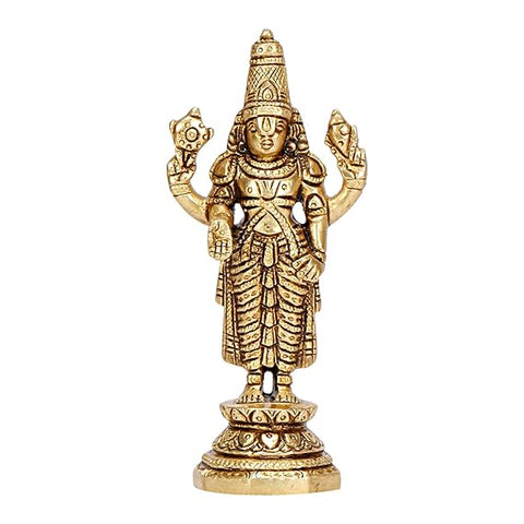 Energized - Brass Tirupati Balaji Venkateshwara Statue for Home Office Temple Decor Gift 3.75 Inch