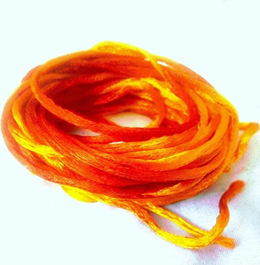 Silk Mauli Kalawa/Kalawa Thread/Sacred Thread / (Red and Yellow Colored) Raksha Sutra. Essential for every puja.