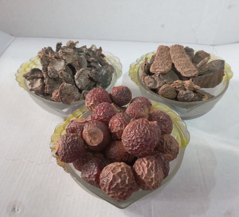 Organic Raw Reetha Amla Shikakai Combo Pack for Hairs Raw Form (Each)