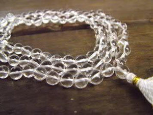 Sphatik Mala - Crafted from 100% Natural and Pure Quartz Crystal (108 Beads)